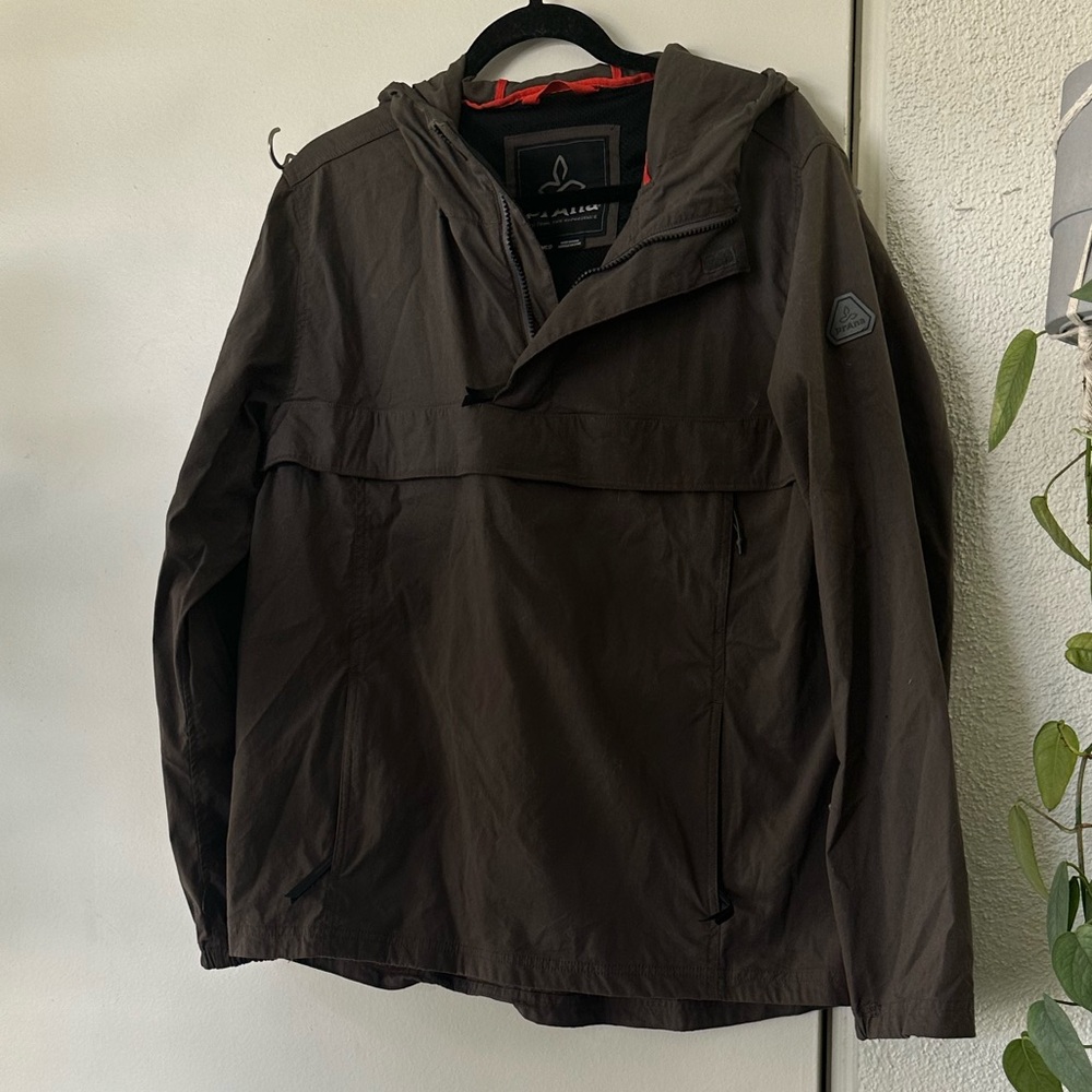 Prana men’s rain jacket anorak dark grey size medium